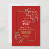 Poinsettia Holiday Party Gold BoundRed Kaart (Voorkant)