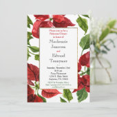 Poinsettia Holiday Rehearsal Dinner Invitation Kaart (Staand voorkant)