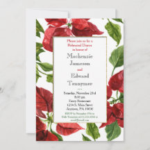 Poinsettia Holiday Rehearsal Dinner Invitation