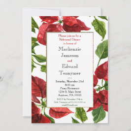 Poinsettia Holiday Rehearsal Dinner Invitation Kaart