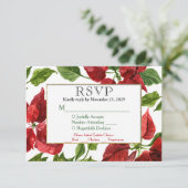 Poinsettia Holiday RSVP Wedding Response w/Meal Kaartje (Staand voorkant)