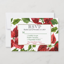 Poinsettia Holiday RSVP Wedding Response w/Meal Kaartje