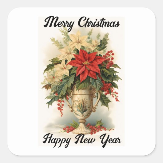  Poinsettia Holiday Sticker (Voorkant)