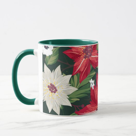 Poinsettia Holiday Waterverf Floral | Kerstmis Mok (Links)