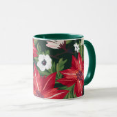 Poinsettia Holiday Waterverf Floral | Kerstmis Mok (Voorkant rechts)