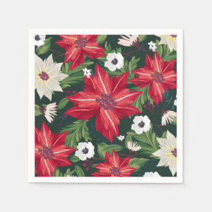 Poinsettia Holiday Waterverf Floral Kerstmis Servet