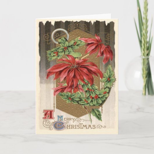 Poinsettia Holly Anker Nautical Feestdagen Kaart (Voorkant)