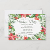 Poinsettia, Holly Berries Company kerst Party Kaart (Voorkant)