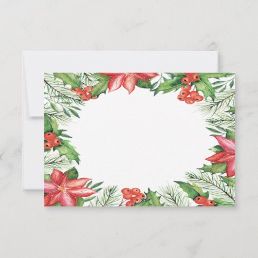 Poinsettia, Holly Berries Company kerst Party Kaart (Achterkant)