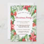 Poinsettia, Holly Berries Corporate Kerstparty Kaart (Voorkant)