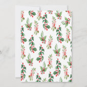 Poinsettia, Holly Berries Corporate Kerstparty Kaart (Achterkant)