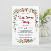 Poinsettia Holly Berries Floral kerstfeest Kaart (Staand voorkant)