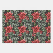 Poinsettia Holly Berries kerst Inpakpapier Vel (Voorkant 3)