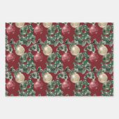 Poinsettia Holly Berries kerst Inpakpapier Vel (Voorkant 2)