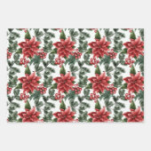 Poinsettia Holly Berries kerst Inpakpapier Vel (Voorkant)