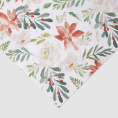 Poinsettia Holly Berry Ivory Floral Holiday Season Tissuepapier (Detail)