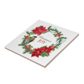 Poinsettia Holly Berry KerstJoy Tegeltje (Zijkant)