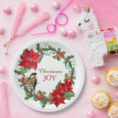 Poinsettia Holly Berry Kerstkrans Papieren Bordje (Feest)