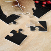 Poinsettia Holly Berry Rood Witte Bloem Kerstmis Legpuzzel (Zijkant)