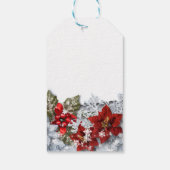 Poinsettia & Holly Berry Rustic Kerstfeestdag Cadeaulabel (Achterkant)