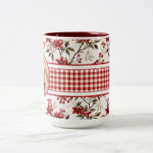 Poinsettia Holly Gingham Border Mok (Center)