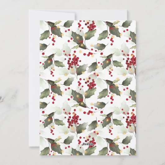 Poinsettia Holly kerstgebed Feestdagenkaart (Achterkant)