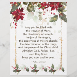 Poinsettia Holly kerstgebed Letterhead Briefhoofd