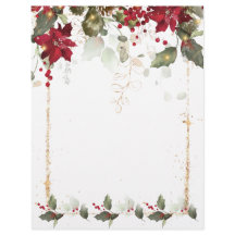 Poinsettia Holly Kerstmet Letterhead