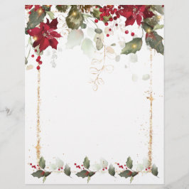 Poinsettia Holly Kerstmet Letterhead Briefhoofd