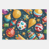 Poinsettia, Holly, Kerstspeelgoed Kerstmis Achterg Inpakpapier Vel (Voorkant 3)