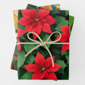 Poinsettia, Holly, Kerstspeelgoed Kerstmis Achterg Inpakpapier Vel (In situ)