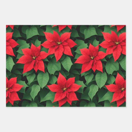 Poinsettia, Holly, Kerstspeelgoed Kerstmis Achterg Inpakpapier Vel (Voorkant)