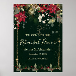 Poinsettia Holly Rehearsal Dinner Welcome Sign Poster