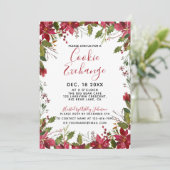 POINSETTIA + HOLLY Waterverf Cookie Exchange Kaart (Staand voorkant)
