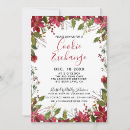 POINSETTIA + HOLLY Waterverf Cookie Exchange Kaart