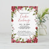POINSETTIA + HOLLY Waterverf Cookie Exchange Kaart (Staand voorkant)