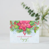 Poinsettia Holly Xmas Christmas Recept Kaart (Staand voorkant)