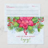 Poinsettia Holly Xmas Christmas Recept Kaart (Voorkant / Achterkant)