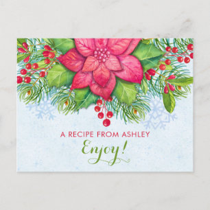 Poinsettia Holly Xmas Christmas Recept Kaart