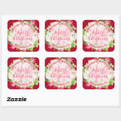 Poinsettia Homemade Food Treat Kerstmis Baking Vierkante Sticker (Vel)