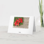 Poinsettia, houten kerst zuster en broer in de wet feestdagen kaart (Achterkant)