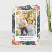 Poinsettia Hulst Bessen Bloem Foto Kerstmis Feestdagen Kaart (Voorkant)