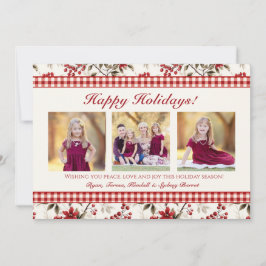 Poinsettia Hulst Geruite Rand Vakantiefoto Kaart