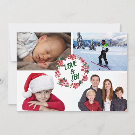 Poinsettia Hulst Kerstkrans Foto Sjabloon (Voorkant)