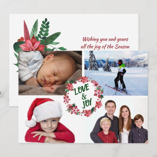 Poinsettia Hulst Kerstkrans Foto Sjabloon (Voorkant / Achterkant)