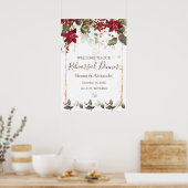 Poinsettia Hulst Oefenavondmaal Welkomstbord Poster (Keuken)