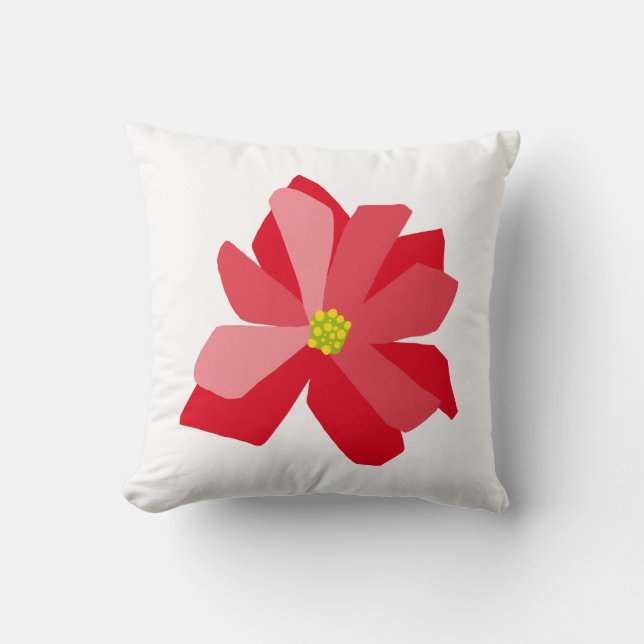 Poinsettia Illustratie Kussen (Voorkant)