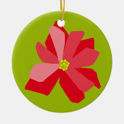 Poinsettia Illustration Keramisch Ornament (Voorkant)