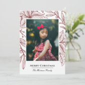 Poinsettia Imprint Elegant Red Photo Feestdagenkaart (Staand voorkant)