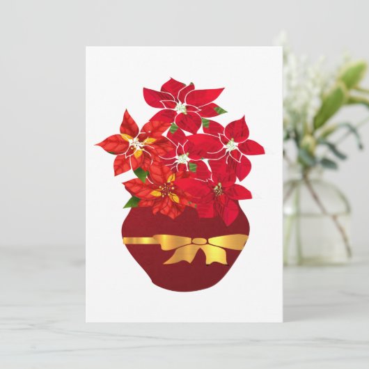 Poinsettia in een fase feestdagenkaart (Staand voorkant)